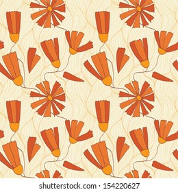 Seamless sunny background with floral pattern