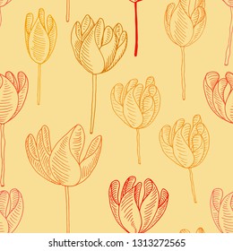Seamless sunshine desert tulip repeat pattern - Vector.