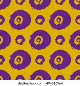 Seamless super grunge polka dot pattern. Hand drawn abstract background.
