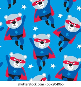 seamless superhero teddy bear vector illustration
