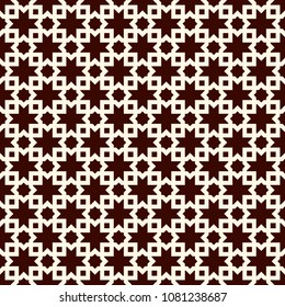 Seamless surface design with arabic ornament. Moroccan stars and crosses motif. Oriental traditional pattern with repeated mosaic tile. Tracery window wallpaper. Arabesque digital paper, textile print