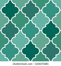 Seamless surface design with ogee ornament. Oriental traditional pattern with repeated mosaic tile. Tracery window wallpaper. Moroccan lantern motif. Arabesque digital paper, textile print. Vector art