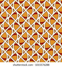 Seamless surface pattern with abstract figures. Ethnic and tribal print with geometric forms. Ornamental background with repeated stylized triangles. African style digital paper, textile print.