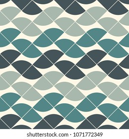 Seamless surface pattern with abstract waves. Contemporary print with geometric forms. Modern ornamental background with repeated triangles. Digital paper, textile print, page fill. Vector art