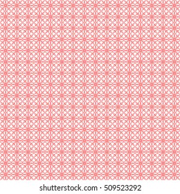 Seamless surface pattern with crossing circles. Symmetric abstract background. Rounded openwork shelves ornament wallpaper. Circular lacy motif. For digital paper, web design. Vector art illustration