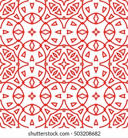 Seamless surface pattern with crossing figures. Symmetric abstract background. Circular ornament wallpaper. Lacy openwork motif. For digital paper, page fills, web design. Vector art illustration