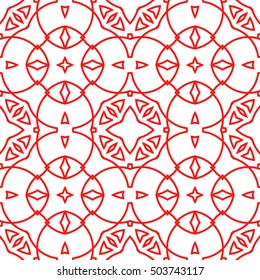 Seamless surface pattern with crossing figures. Symmetric abstract background. Circular ornament wallpaper. Lacy openwork motif. For digital paper, page fills, web design. Vector art illustration