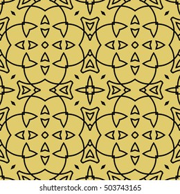 Seamless surface pattern with crossing figures. Symmetric abstract background. Circular ornament wallpaper. Lacy openwork motif. For digital paper, page fills, web design. Vector art illustration