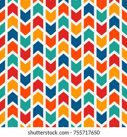 Seamless surface pattern design with arrows and pointers. Repeated chevrons wallpaper. Mini angle brackets motif. Zigzag lines. Simple abstract background. Digital paper, textile print. Vector art