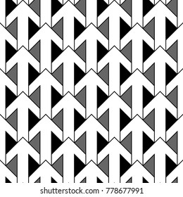 Seamless surface pattern design with arrows ornament. Repeated figures ornamental background. Ethnic wallpaper. Tribal embroidery motif. Digital paper, page fill, textile print. Vector illustration.