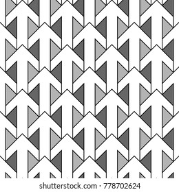 Seamless surface pattern design with arrows ornament. Repeated figures ornamental background. Ethnic wallpaper. Tribal embroidery motif. Digital paper, page fill, textile print. Vector illustration.