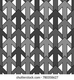 Seamless surface pattern design with arrows ornament. Repeated figures ornamental background. Ethnic wallpaper. Tribal embroidery motif. Digital paper, page fill, textile print. Vector illustration.