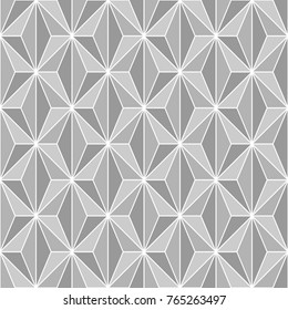 Seamless surface pattern design with asanoha ornament. Interlocking triangles background. Image with repeated triangular shapes. Geometric image. Ethnic japanese embroidery motif. Vector for print.