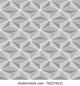 Seamless surface pattern design with asanoha ornament. Interlocking triangles background. Image with repeated triangular shapes. Geometric image. Ethnic japanese embroidery motif. Vector for print.