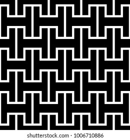 Seamless surface pattern design with chaine homme tiles ornament. Oriental traditional ornamentation with repeated letter shapes. Ancient mosaic wallpaper. Grid motif. Digital paper. Vector art.