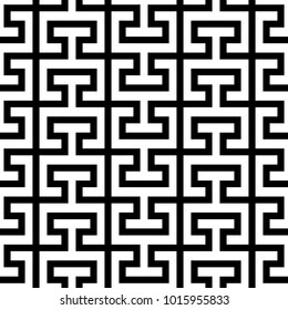Seamless surface pattern design with Chaine Femme tiles ornament. Oriental traditional ornamentation with repeated sign shapes. Ancient mosaic wallpaper. Grid motif. Digital paper. Vector art image.