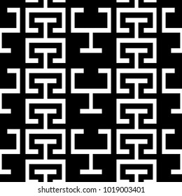 Seamless surface pattern design with Chaine Femme tiles ornament. Oriental traditional ornamentation with repeated sign shapes. Ancient mosaic wallpaper. Grid motif. Digital paper. Vector art image.