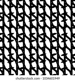 Seamless surface pattern design with distressed picket ornament. Ornamentation with repeated hexagon shapes. Ancient mosaic wallpaper. Grid motif. Hexagons background. Digital paper for print. Vector.
