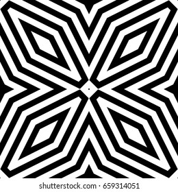 Seamless surface pattern design with elongated hexagons, rhombuses and stars. Black figures illustration. Mosaic tiles motif. Repeated polygons background. Ethnic embroidery wallpaper. Digital paper.