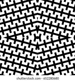 Seamless surface pattern design with ethnic embroidery ornament. Repeated black zipper lines wallpaper. Zigzag stripes. Jagged linear motif. Digital paper for page fills, web designing, textile print.