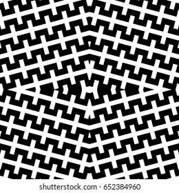 Seamless surface pattern design with ethnic embroidery ornament. Repeated black zipper lines wallpaper. Zigzag stripes. Jagged linear motif. Digital paper for page fills, web designing, textile print.