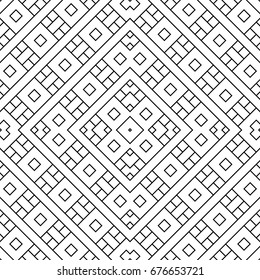 Seamless surface pattern design with ethnic ornament. Repeated black ornamental shapes composition. Embroidery motif. Cultural art wallpaper. Digital paper with ancient ornaments. Decorative work.