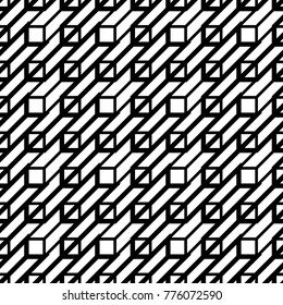 Seamless surface pattern design with ethnic ornament. Repeated squares, triangles, trapeziums ornamental background. Diamonds, strokes wallpaper. Tribal embroidery motif. Digital paper, page fill.
