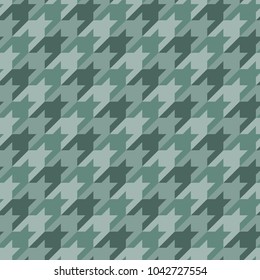 Seamless surface pattern design with houndstooth ornament. Classic fashion fabric print. Mosaic motif. Checkered geometric abstract background. Digital paper, textile print, page fill. Vector art.