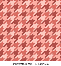 Seamless surface pattern design with houndstooth ornament. Classic fashion fabric print. Mosaic motif. Checkered geometric abstract background. Digital paper, textile print, page fill. Vector art.