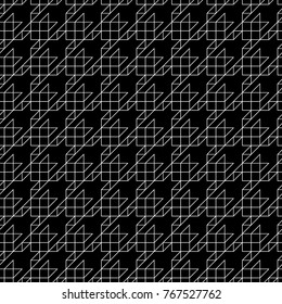 Seamless surface pattern design with houndstooth ornament. Squares, triangles, sign wallpaper. Fabric background. Mosaic motif. Digital paper, textile print, page fill, web designing. Vector art.