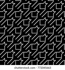 Seamless surface pattern design with houndstooth material ornament. Tooth figures wallpaper. Fabric background. Cloth mosaic motif. Digital paper, textile print, page fill, web designing. Vector art.