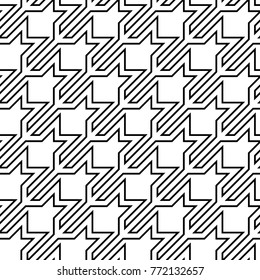 Seamless surface pattern design with houndstooth material ornament. Tooth figures wallpaper. Fabric background. Cloth mosaic motif. Digital paper, textile print, page fill, web designing. Vector art.