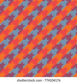 Seamless surface pattern design with houndstooth ornament. Classic fashion fabric print. Mosaic motif. Checkered geometric abstract background. Digital paper, textile print, page fill. Vector art.