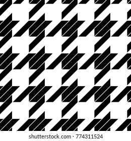 Seamless surface pattern design with houndstooth material ornament. Tooth figures wallpaper. Fabric background. Cloth mosaic motif. Digital paper, textile print, page fill, web designing. Vector art.