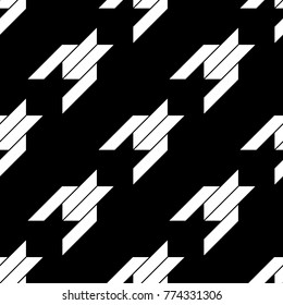 Seamless surface pattern design with houndstooth material ornament. Tooth figures wallpaper. Fabric background. Cloth mosaic motif. Digital paper, textile print, page fill, web designing. Vector art.