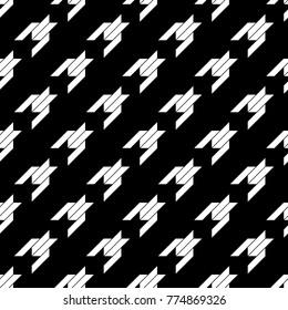 Seamless surface pattern design with houndstooth material ornament. Tooth figures wallpaper. Fabric background. Cloth mosaic motif. Digital paper, textile print, page fill, web designing. Vector art.