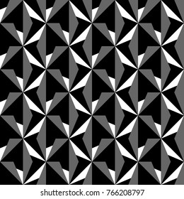 Seamless surface pattern design with modern ornament. Triangles, quadrangles background. Image with repeated triangular, quadrangular shapes. Geometric image. Ethnic embroidery motif. Vector for print