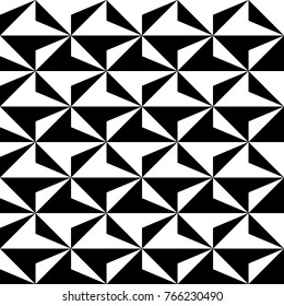 Seamless surface pattern design with modern ornament. Triangles, quadrangles background. Image with repeated triangular, quadrangular shapes. Geometric image. Ethnic embroidery motif. Vector for print
