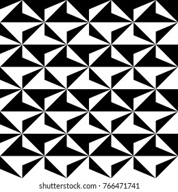 Seamless surface pattern design with modern ornament. Triangles, quadrangles background. Image with repeated triangular, quadrangular shapes. Geometric image. Ethnic embroidery motif. Vector for print