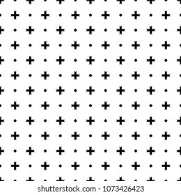 Seamless surface pattern design with Moroccan stars and crosses tiles ornament. Oriental traditional ornamentation with repeated geometric shapes. Ancient mosaic wallpaper. Grid motif. Digital paper.