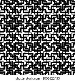 Seamless surface pattern design with mosaic ornament. Repeated figures background. Ethnic embroidery motif. Grid wallpaper. Digital paper for page fills, web designing, textile print. Vector image.