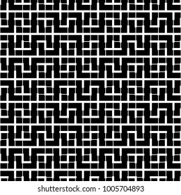 Seamless surface pattern design with mosaic ornament. Repeated puzzle figures background. Ethnic embroidery motif. Grid wallpaper. Digital paper for page fills, web designing, textile print. Vector.
