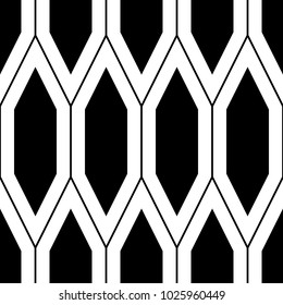 Seamless surface pattern design with picket tiles ornament. Oriental traditional ornamentation with repeated hexagon shapes. Ancient mosaic wallpaper. Grid motif. Digital paper for print. Vector art.