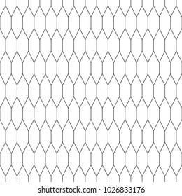 Seamless surface pattern design with picket tiles ornament. Oriental traditional ornamentation with repeated hexagon shapes. Ancient mosaic wallpaper. Grid motif. Digital paper for print. Vector art.