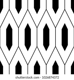 Seamless surface pattern design with picket tiles ornament. Oriental traditional ornamentation with repeated hexagon shapes. Ancient mosaic wallpaper. Grid motif. Digital paper for print. Vector art.