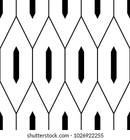 Seamless surface pattern design with picket tiles ornament. Oriental traditional ornamentation with repeated hexagon shapes. Ancient mosaic wallpaper. Grid motif. Digital paper for print. Vector art.