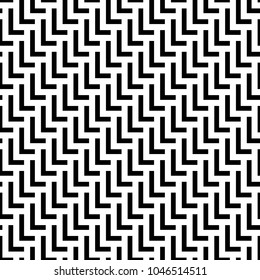 Seamless surface pattern design with polygons. L shape blocks wallpaper. Repeated mosaic figures background. Grid motif. Digital paper for page fills, web designing, textile print. Vector illustration