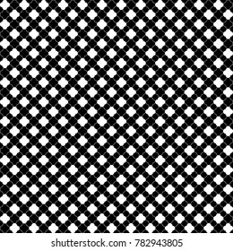 Seamless surface pattern design with quatrefoil figures. Oriental traditional ornament with repeated rounded shapes. Window tracery wallpaper. Grid motif. Digital paper abstract. Vector illustration.