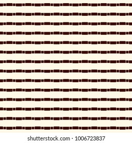 Seamless surface pattern design with strokes. Broken horizontal lines. Dashes motif. Rectangle blocks tessellation. Repeated brown slabs ornament background. Dashed wallpaper. Vector digital paper.