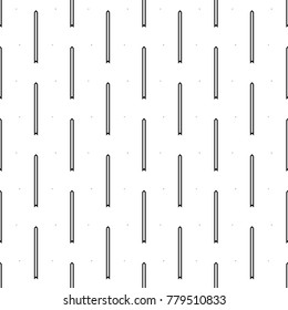 Seamless surface pattern design with strokes. Broken lines. Dashes motif. Vertical bars illustration. Repeated slabs ornament background. Dashed wallpaper. Linear image. Digital paper print. Vector.